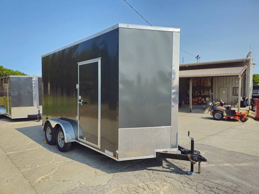 7' x 14' Charcoal Gray Enclosed Trailer 8ft Interior - Image 4