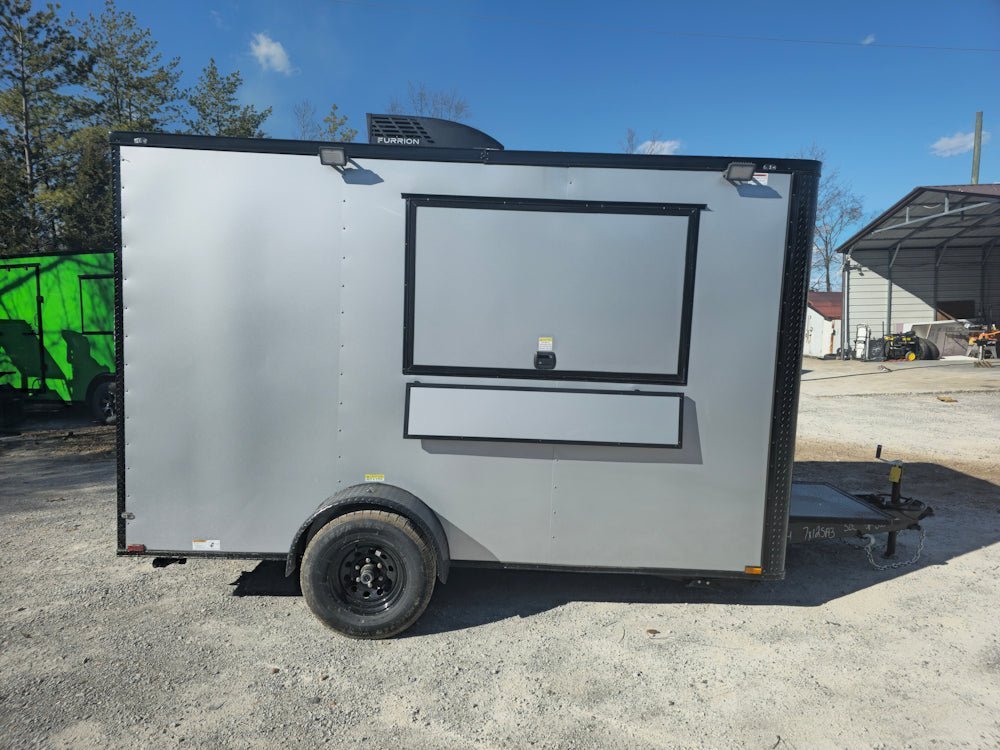 7' X 12' Silver Flat Front Custom Concession Trailer Food Event Catering - Image 9