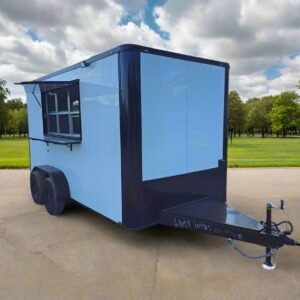 7' X 14' White W/ Blackout Concession Trailer Event Catering
