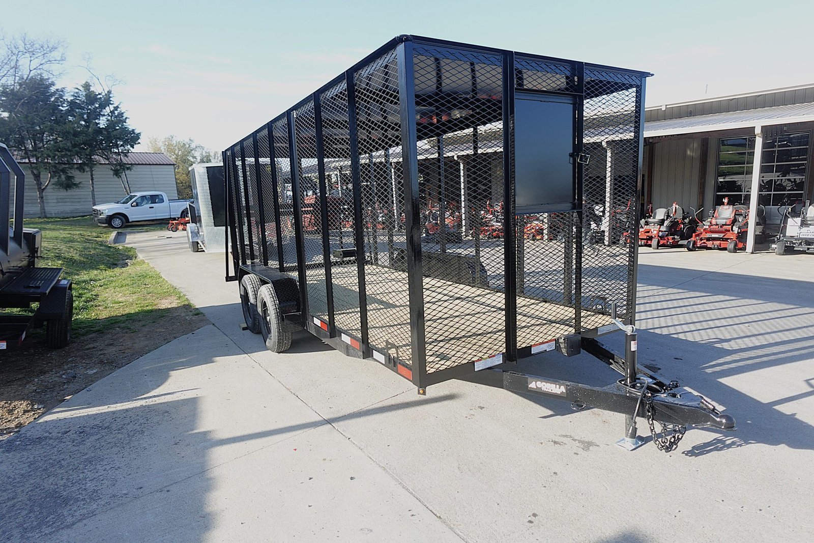 6.4x16 Straight Deck Utility Trailer 6ft Mesh Sides with Metal Roof (2) 3,500lb Axles - Image 2