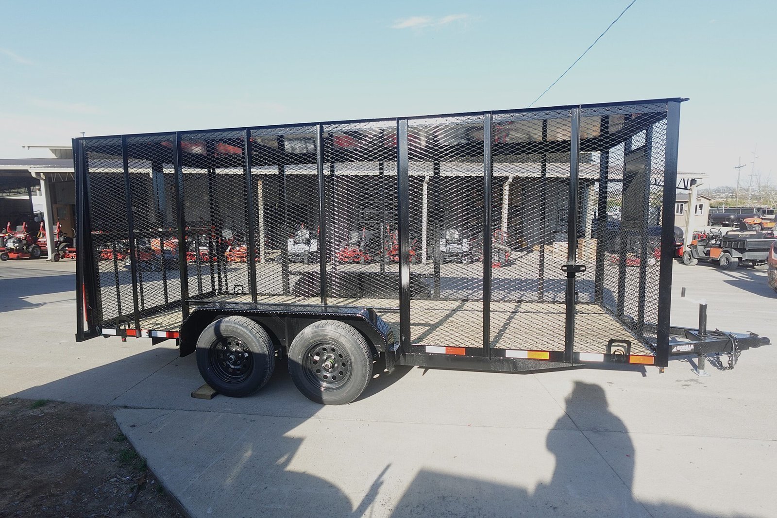 6.4x16 Straight Deck Utility Trailer 6ft Mesh Sides with Metal Roof (2) 3,500lb Axles - Image 3