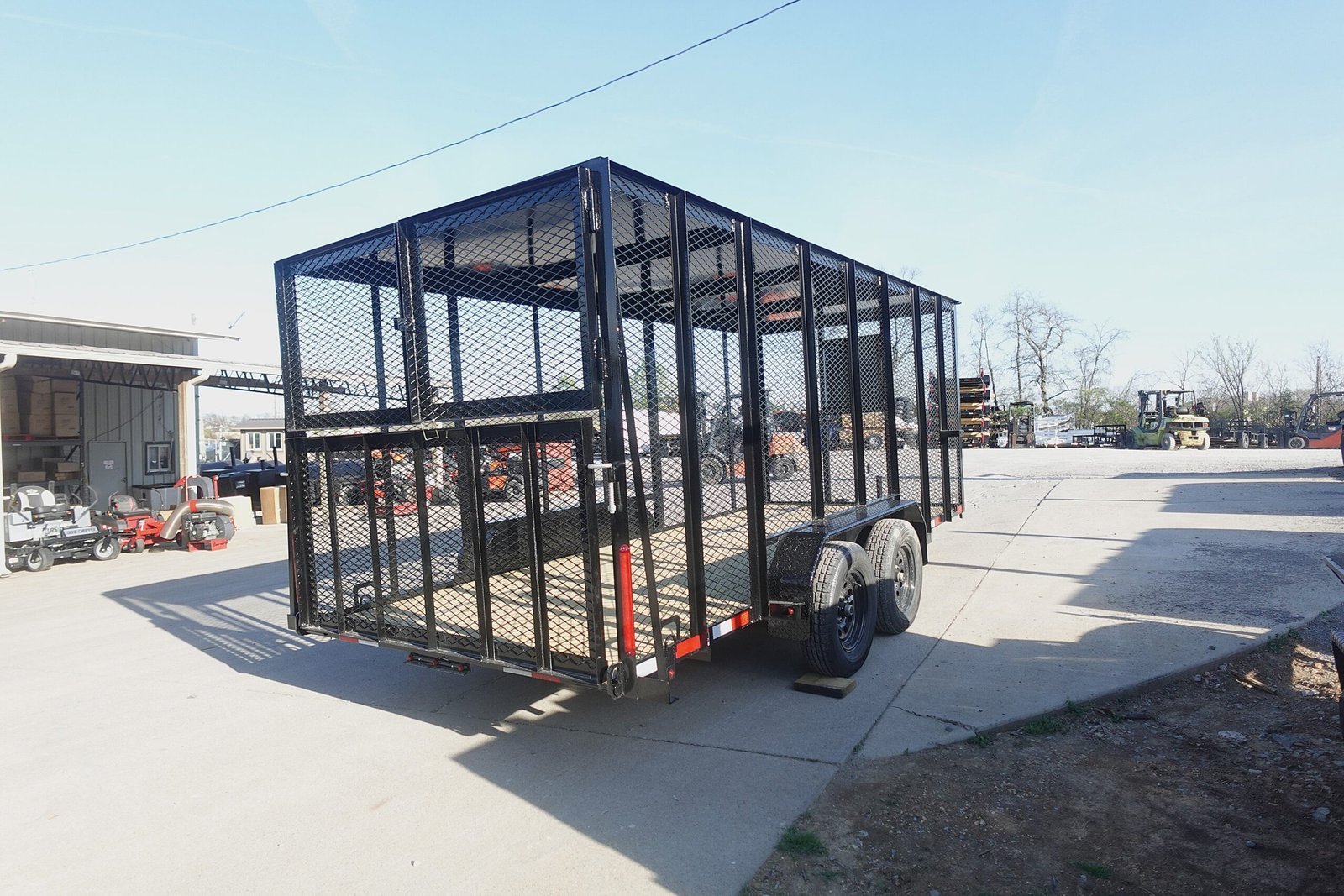 6.4x16 Straight Deck Utility Trailer 6ft Mesh Sides with Metal Roof (2) 3,500lb Axles - Image 5