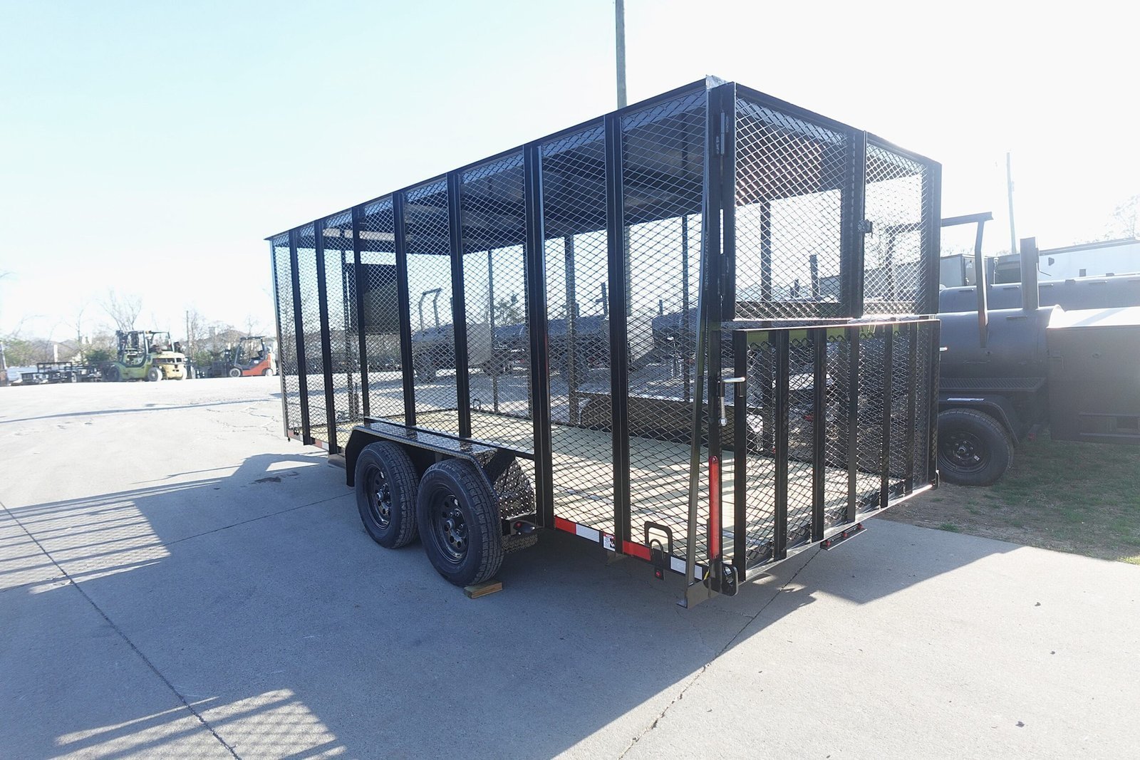 6.4x16 Straight Deck Utility Trailer 6ft Mesh Sides with Metal Roof (2) 3,500lb Axles - Image 7