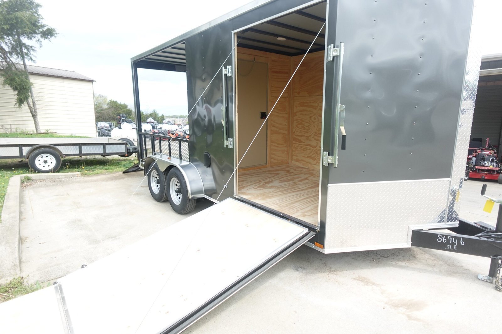 7x16 Charcoal V Nose Hybrid Enclosed Trailer (2) 5200lb Axles with Brakes - Image 6