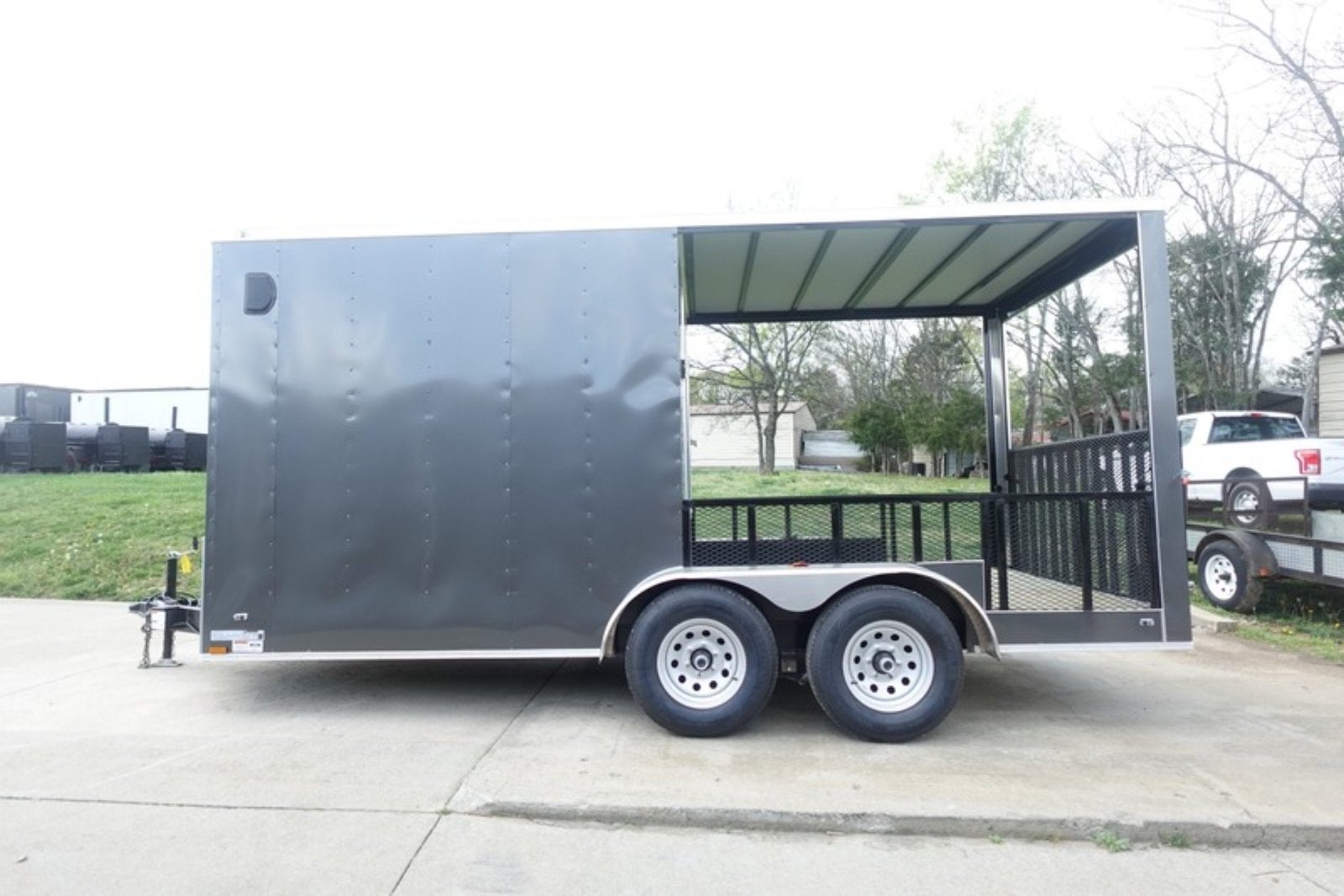 7x16 Charcoal V Nose Hybrid Enclosed Trailer (2) 5200lb Axles with Brakes - Image 3