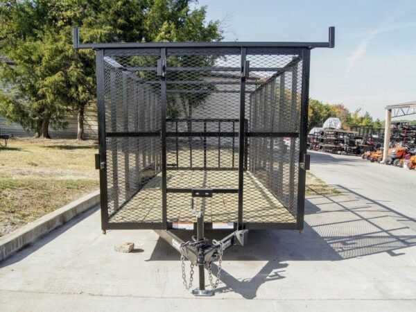 7×18 Tandem Straight Deck Utility Trailer 6ft Mesh Sides Ladder Racks ...