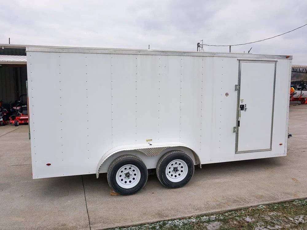 7x16 White V-Nose Enclosed Trailer Lawn Mower Cargo Trailer Storage - Image 11