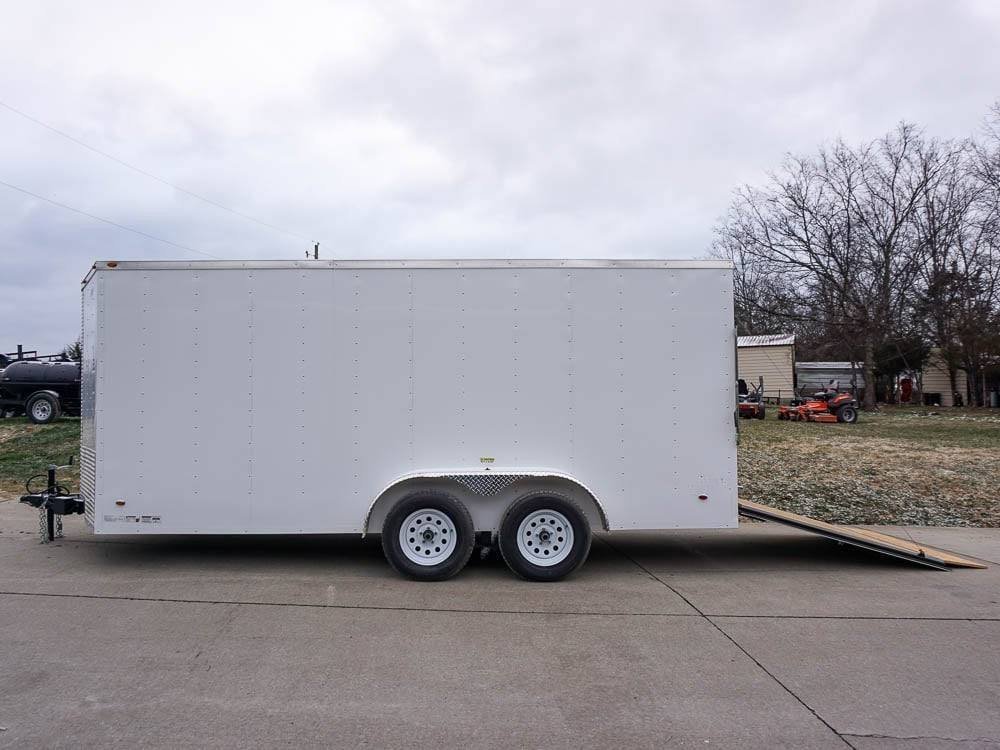 7x16 White V-Nose Enclosed Trailer Lawn Mower Cargo Trailer Storage - Image 14