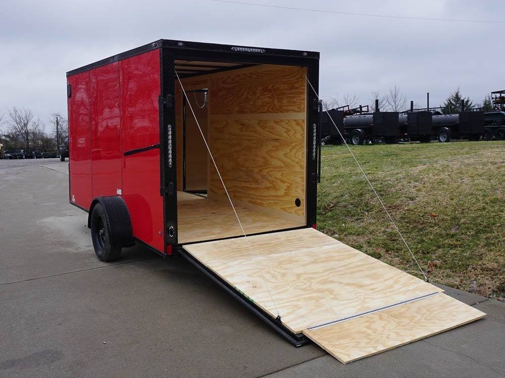 6x12 Enclosed Trailer Red V-Nose Blackout Package 3,500lb Axle Storage - Image 13