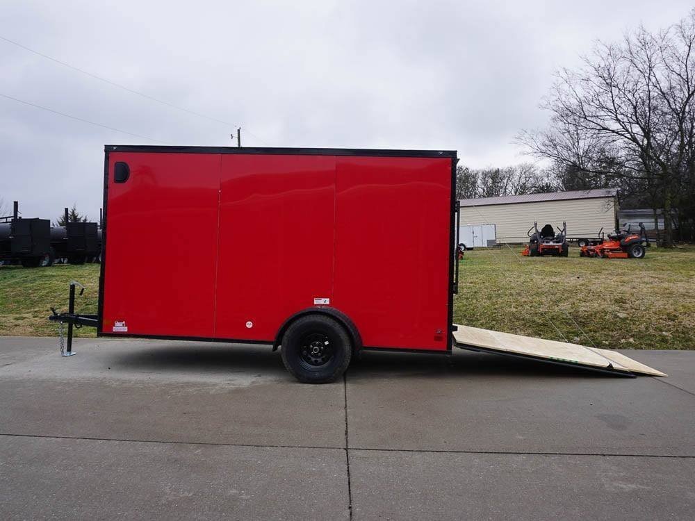 6x12 Enclosed Trailer Red V-Nose Blackout Package 3,500lb Axle Storage - Image 14