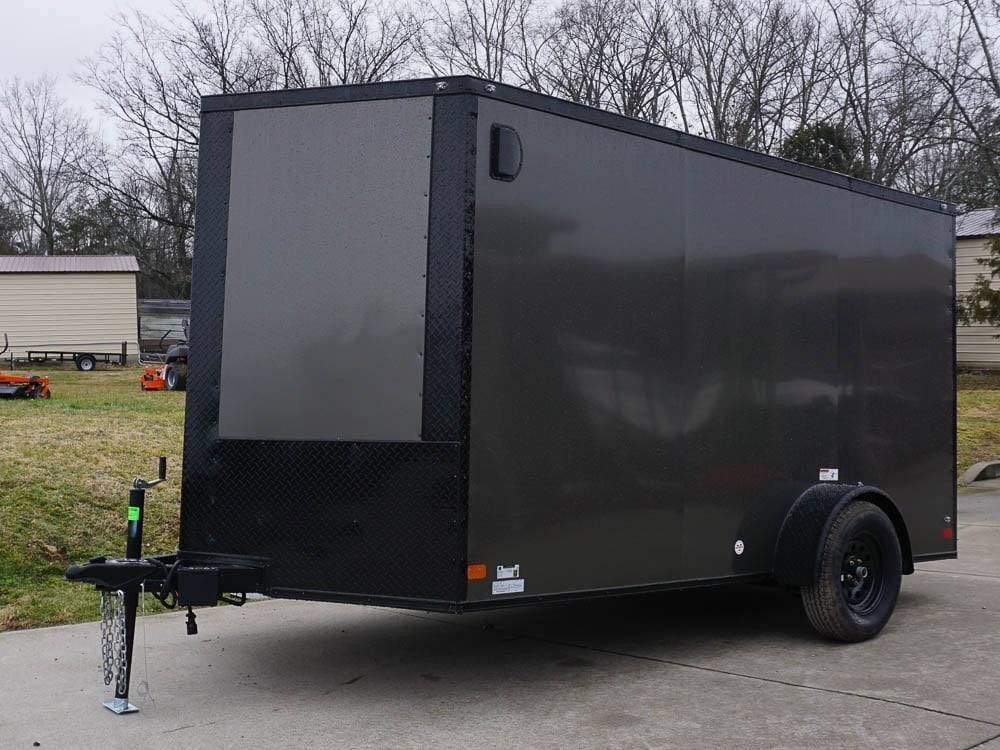 7x12 Enclosed Trailer Charcoal V-Nose Blackout Package 3,500lb Axle Storage - Image 3