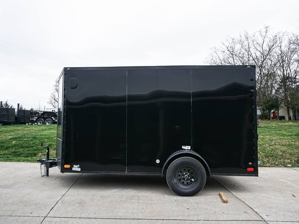 7x12 Enclosed Trailer Black V-Nose Blackout Package 3,500lb Axle Storage - Image 4