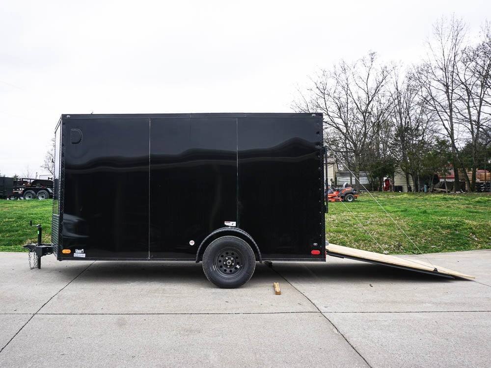 7x12 Enclosed Trailer Black V-Nose Blackout Package 3,500lb Axle Storage - Image 8