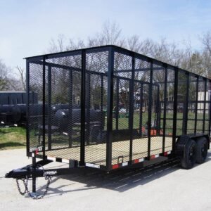 6.4x18 Straight Deck Utility Trailer 6ft Mesh with Barn Door Gate (2) 3500lb Axles