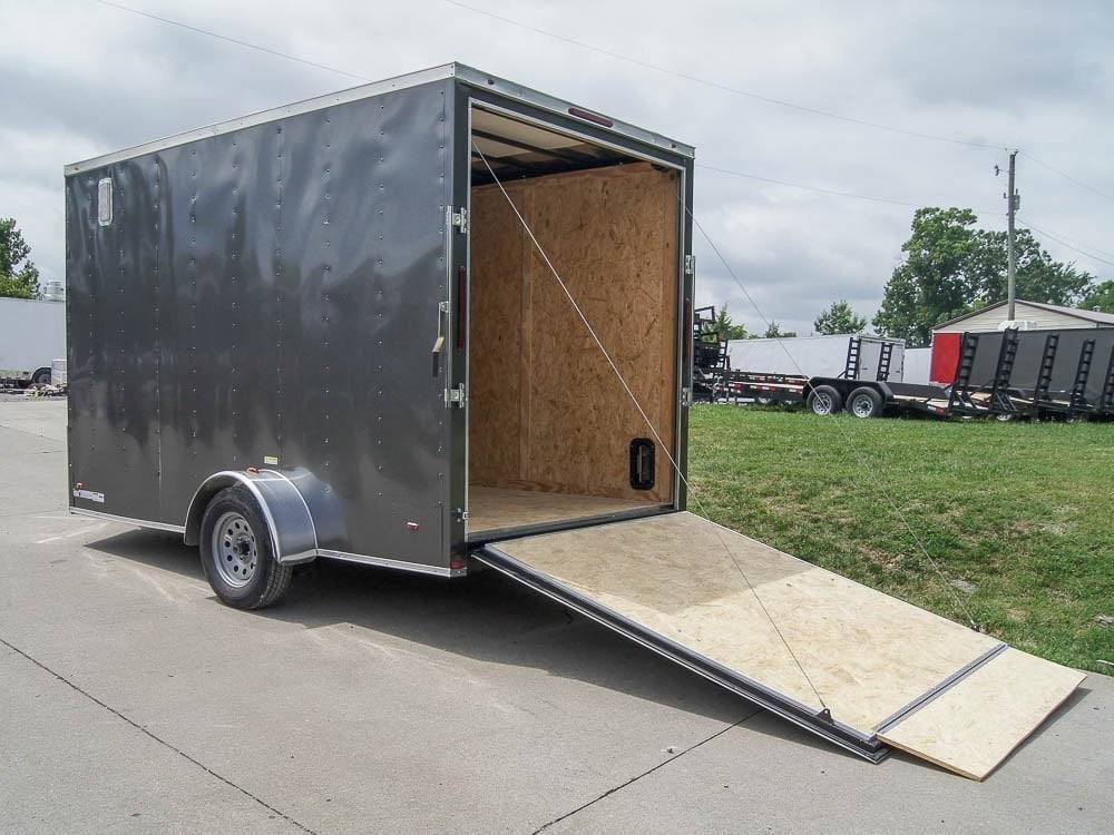 7x12 Charcoal V-Nose Custom Enclosed Trailer 3500lb Axle with Brake Storage - Image 7