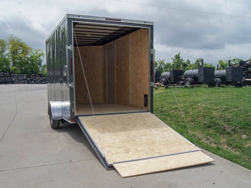 7x12 Charcoal V-Nose Custom Enclosed Trailer 3500lb Axle with Brake Storage - Image 6