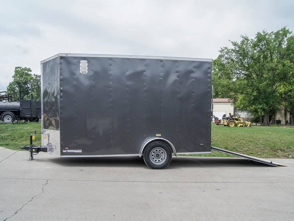 7x12 Charcoal V-Nose Custom Enclosed Trailer 3500lb Axle with Brake Storage - Image 2