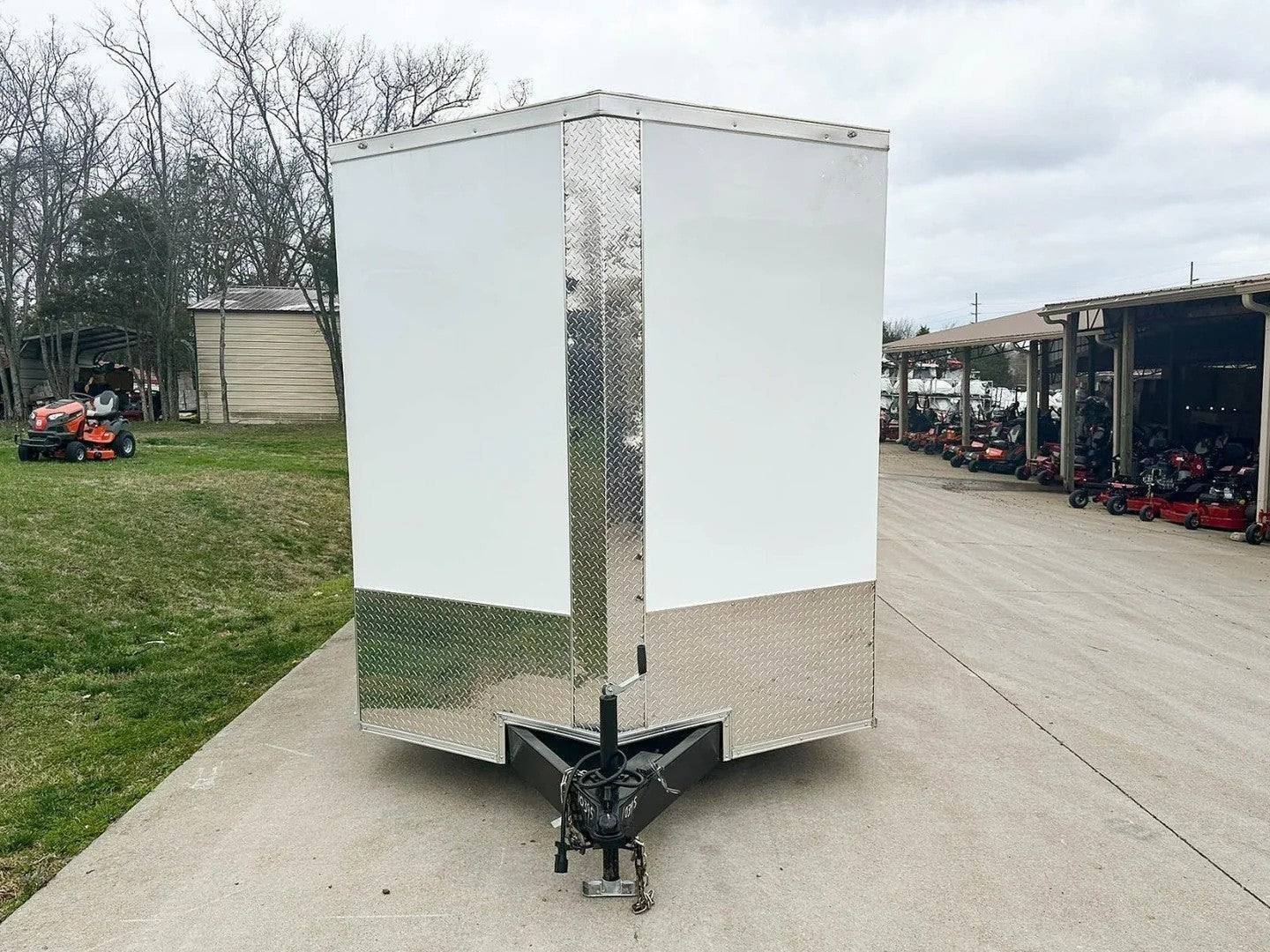 7x16 White V-Nose Enclosed Trailer Lawn Mower Cargo Trailer Storage - Image 5