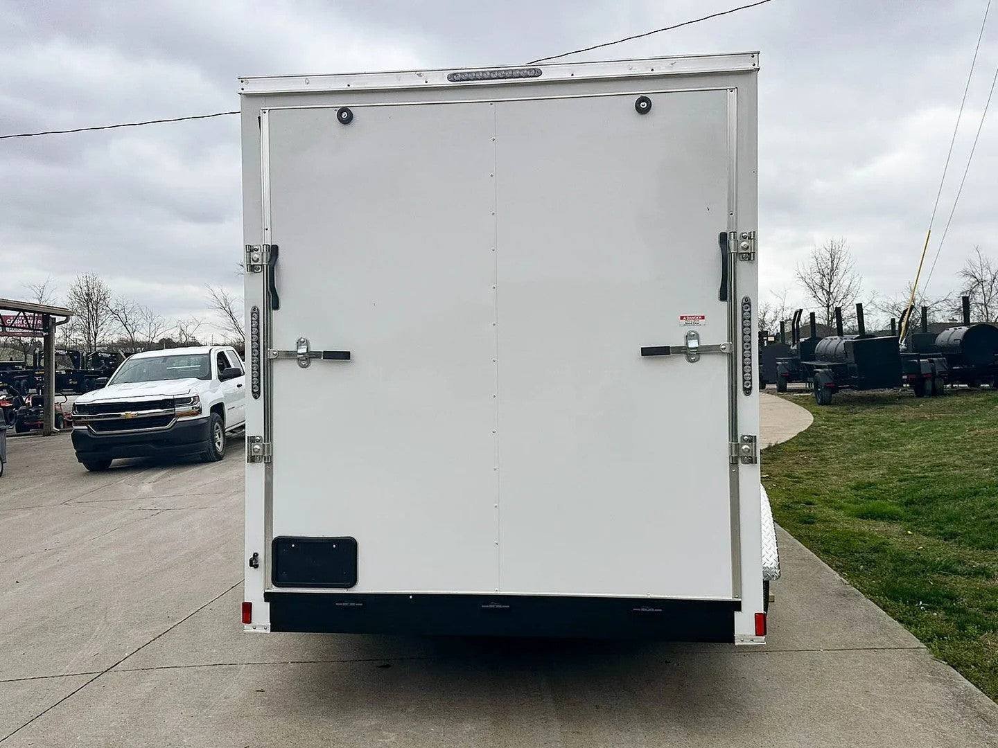 7x16 White V-Nose Enclosed Trailer Lawn Mower Cargo Trailer Storage - Image 3